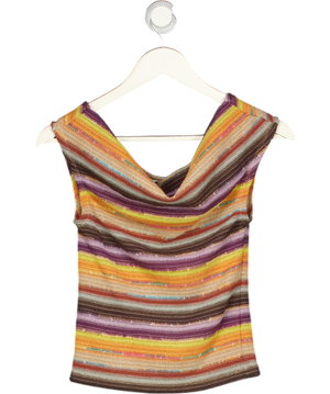 Jaded London Multicoloured Cata Multi Stripe Asymmetric Knit Top UK M