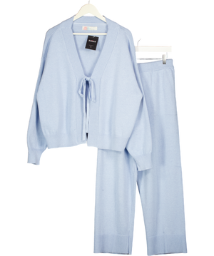 FREE PEOPLE 2-piece Baby Blue Knit Loungewear Set UK M