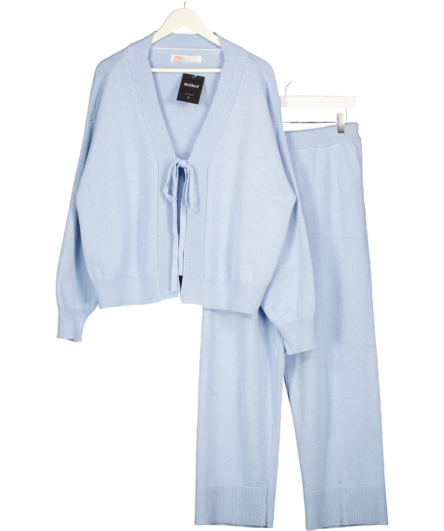 FREE PEOPLE 2-piece Baby Blue Knit Loungewear Set UK M
