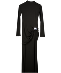 CHATS BY C.DAM Black Waterfall Drape Long Sleeve Margaret Maxi Dress UK 10