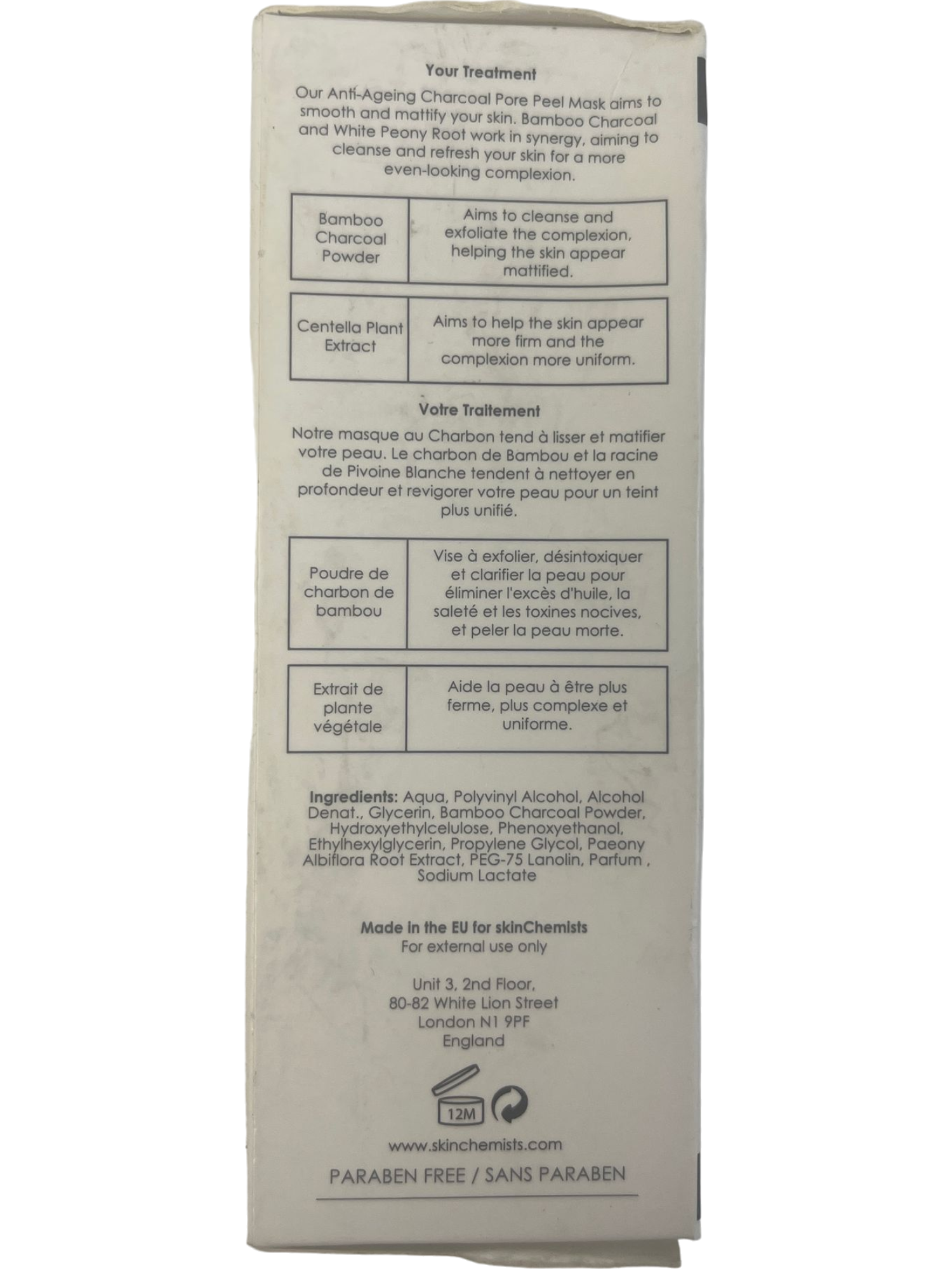 SkinChemists London Anti-Ageing Charcoal Pore Peel Face Mask 50ml