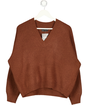 ASOS DESIGN Brown Oversize V-neck Knit UK XS