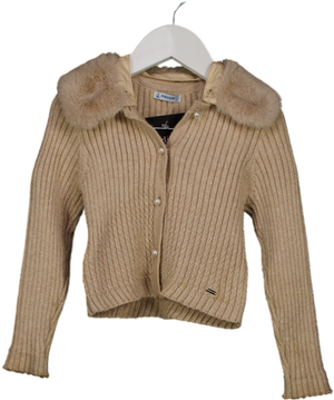 Mayoral Cream Cardigan With Fur Collar 4 Years