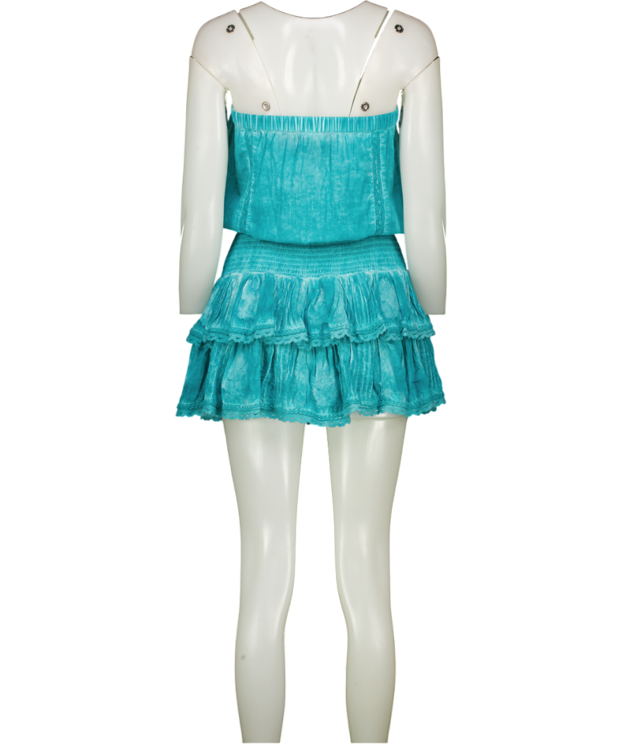 BAHABINI Turquoise Blue Embroidered Mini Dress UK S/M
