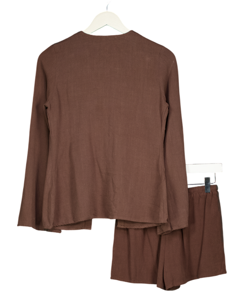 4th & Reckless Brown 2-piece Brwon Tie Front Top And Shorts Set UK XS/S