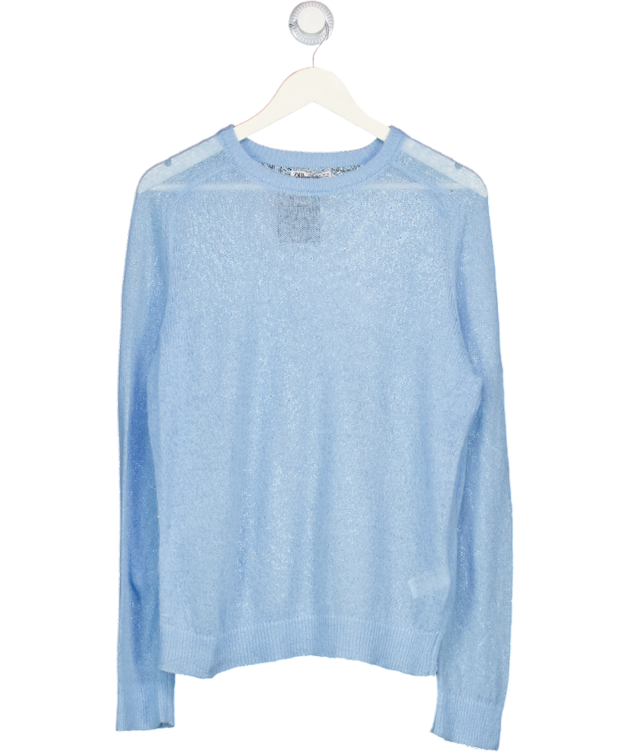ZARA Blue Open Knit Sweater UK M