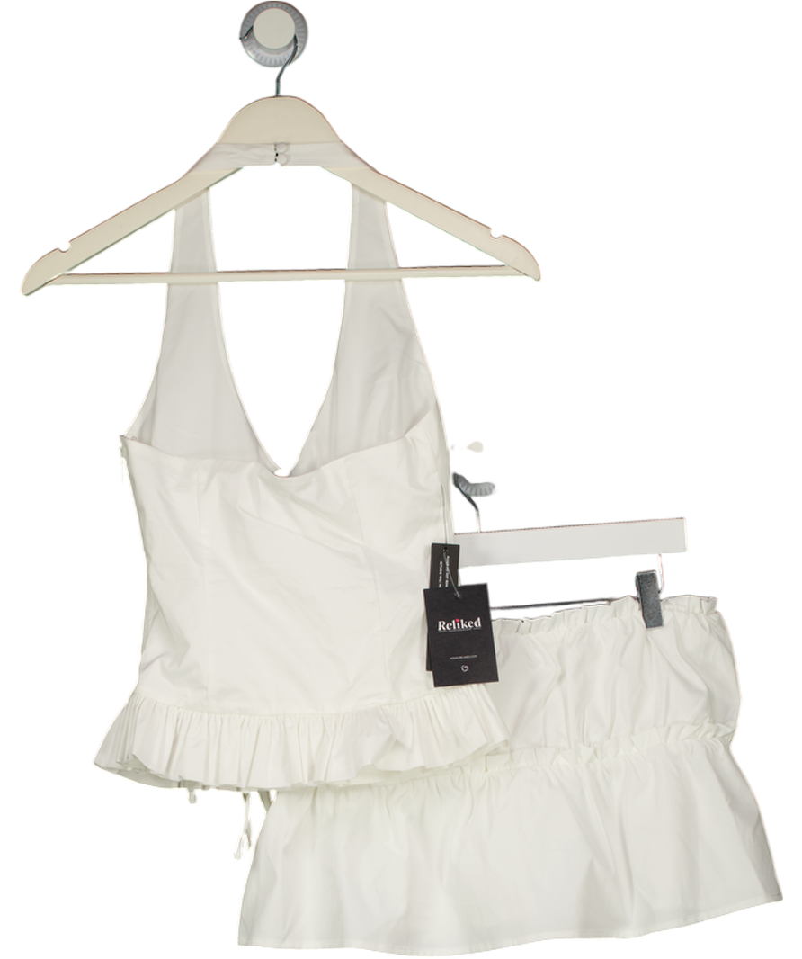 WHITE FOX 2-piece White Flirty Fever Halter Top And Mini Skirt Set UK XS