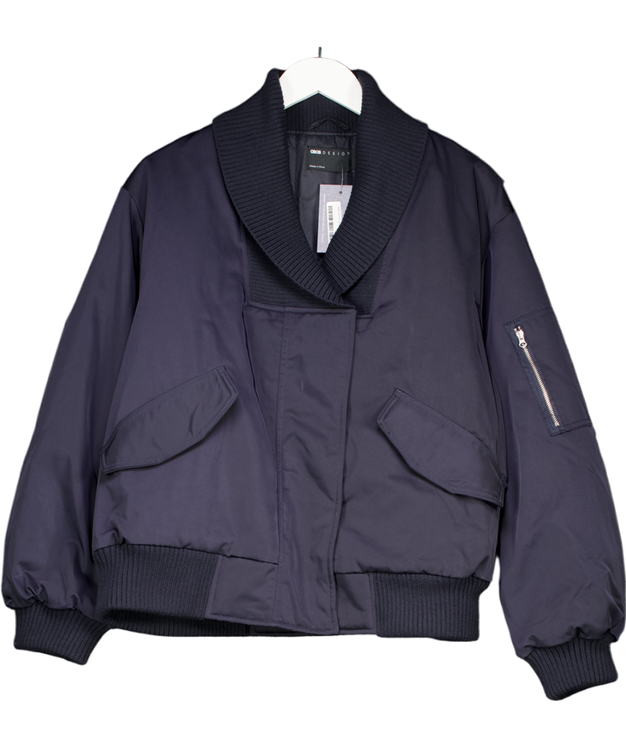 ASOS Blue Knitted Collar Bomber Jacket UK S