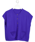 ME + EM 100% Cashmere Sleeveless Oversize Knit Boxy Cardigan In Cobalt Blue UK S