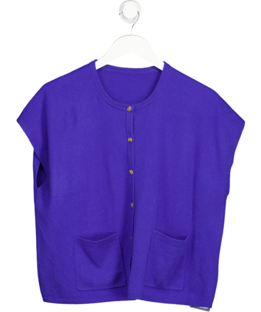 ME + EM 100% Cashmere Sleeveless Oversize Knit Boxy Cardigan In Cobalt Blue UK S