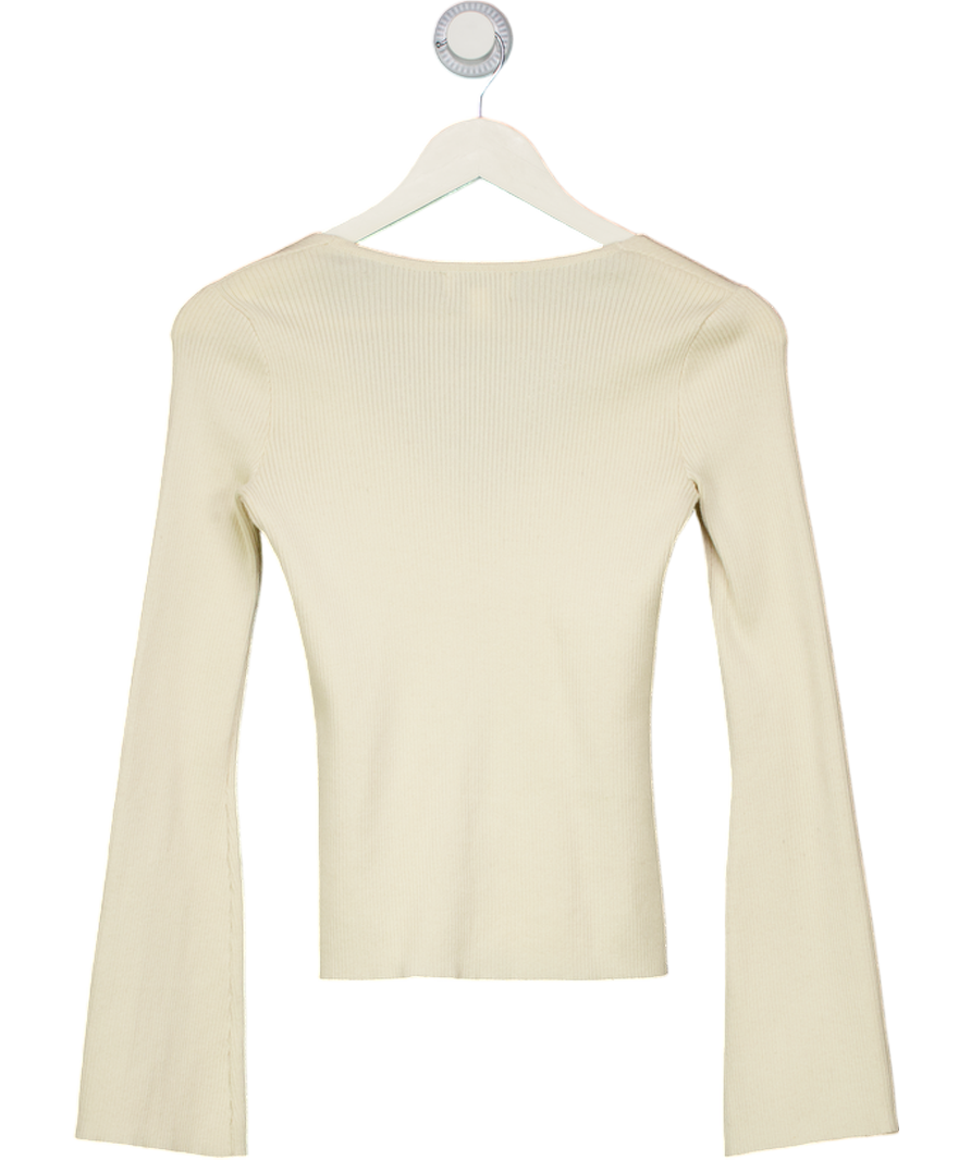 PRETTY LAVISH Cream Tia Knit Top UK XS
