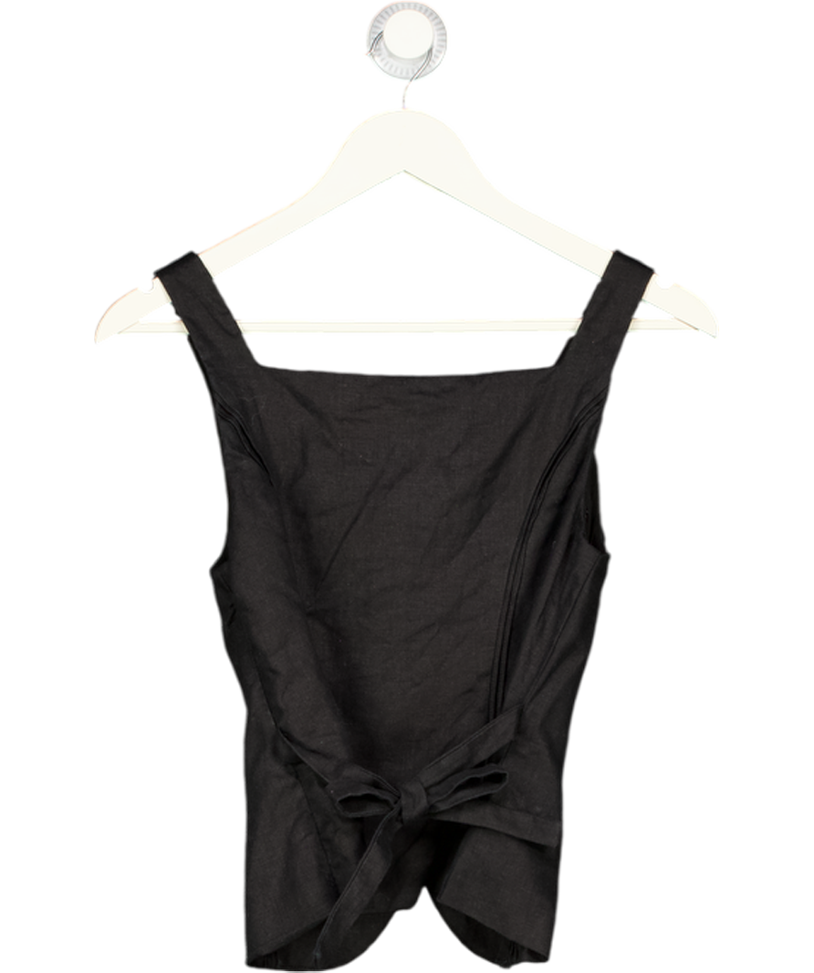 REFORMATION Black Lkinen Square Neck Top Sz2 UK 6
