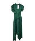 CLUB L Green Wrapped Midi Dress With Hanky Hem UK 10
