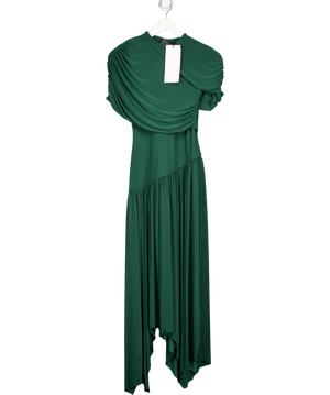 CLUB L Green Wrapped Midi Dress With Hanky Hem UK 10