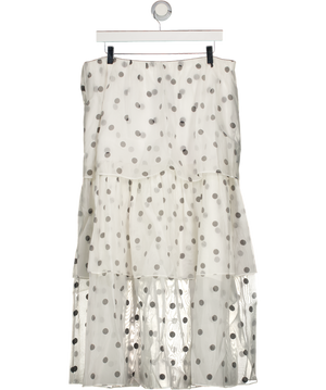 M&S White Organza Polka Dot Frill Midaxi Skirt UK 16