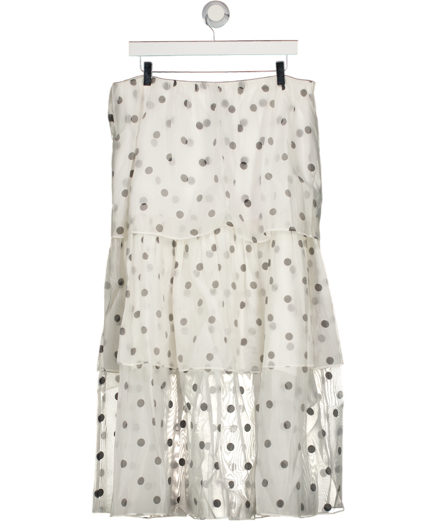 M&S White Organza Polka Dot Frill Midaxi Skirt UK 16