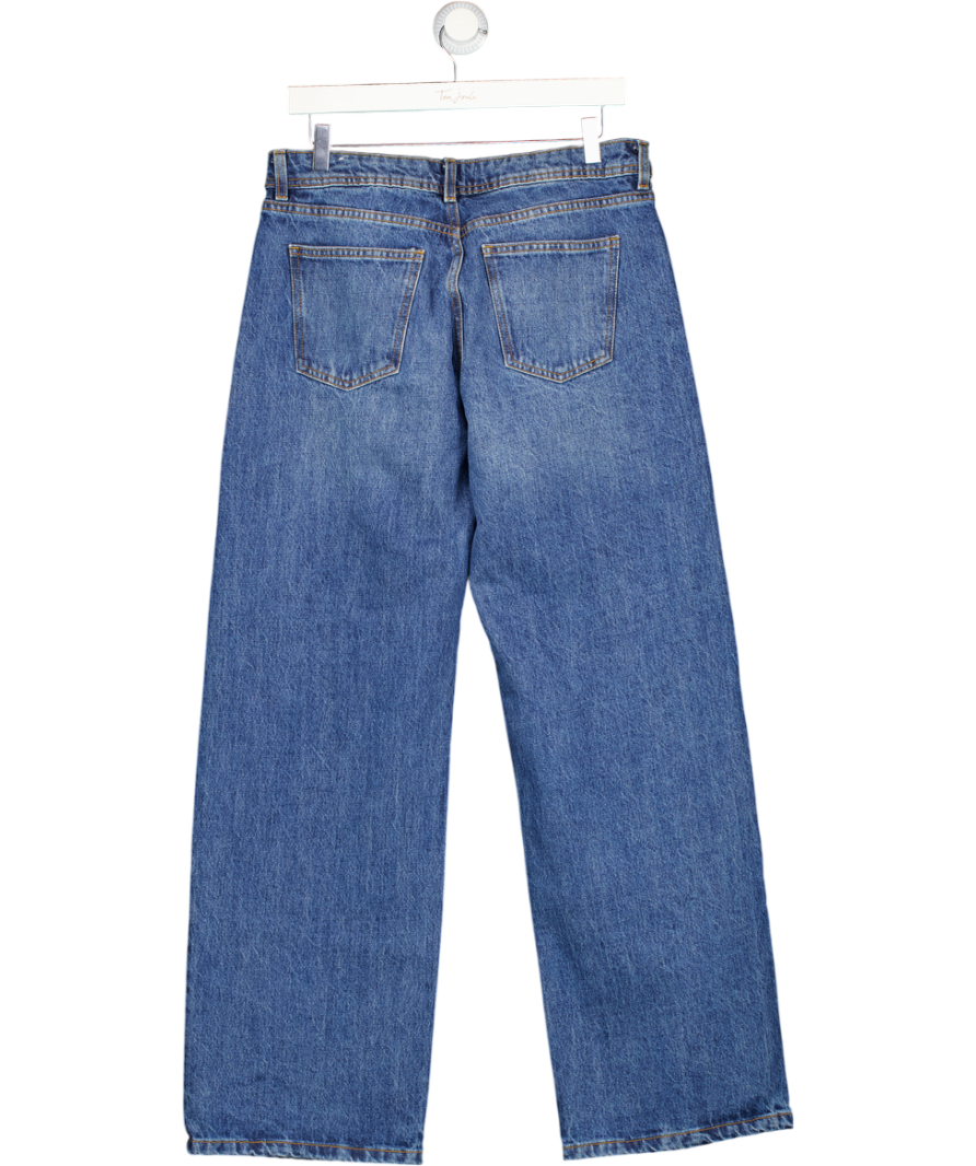 ZARA Blue Wide-leg Low-rise Jeans With Belt UK 10