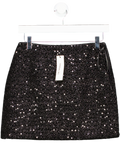 COMMENSE Black Sequin Tweed Mini Skirt UK XS