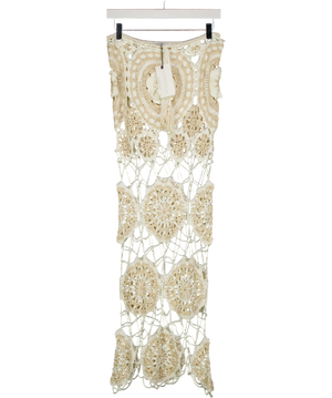 MERMAIDS X DUBAI Cream / Beige Crochet Maxi Skirt UK S