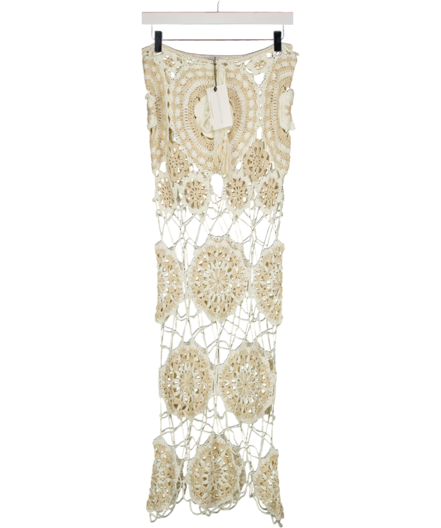 MERMAIDS X DUBAI Cream / Beige Crochet Maxi Skirt UK S