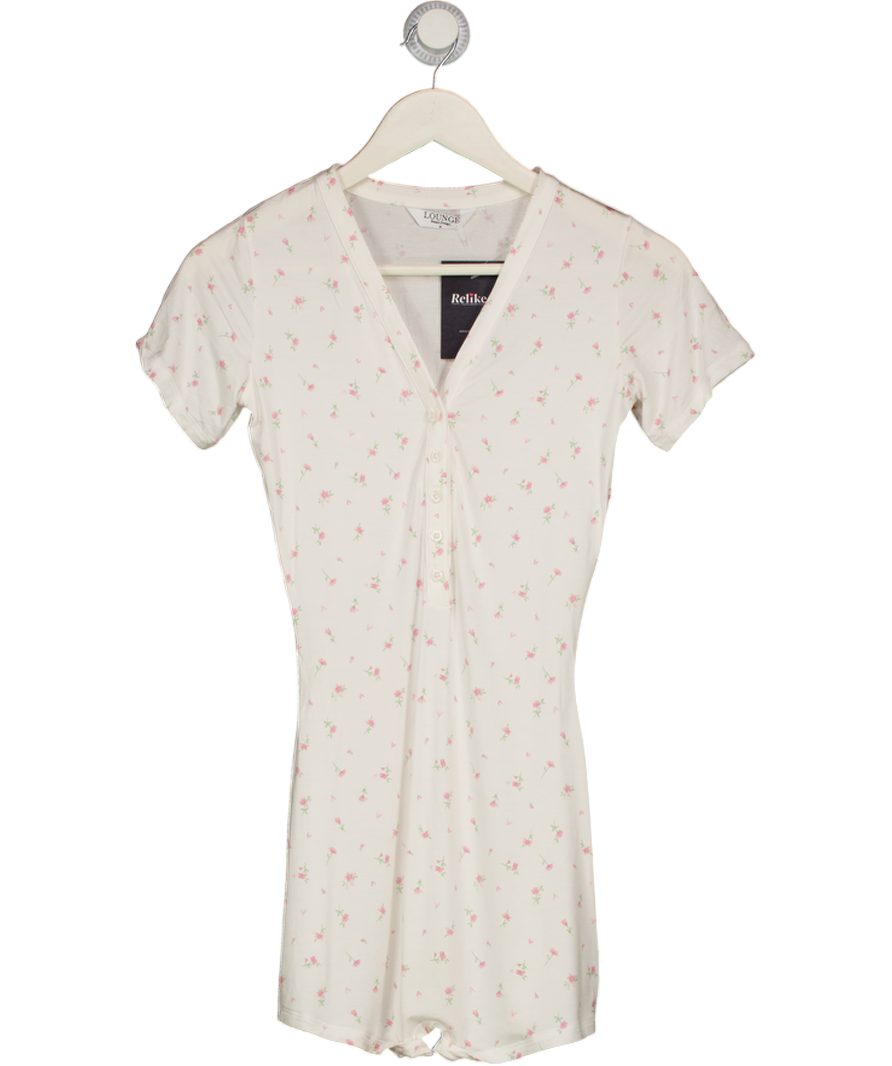 LOUNGE White Ditsy Floral Print Short-sleeve Romper UK M