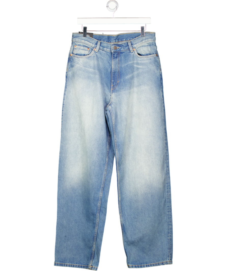 Weekday Blue Rail Mid Rise Loose Wide Leg Jeans W30