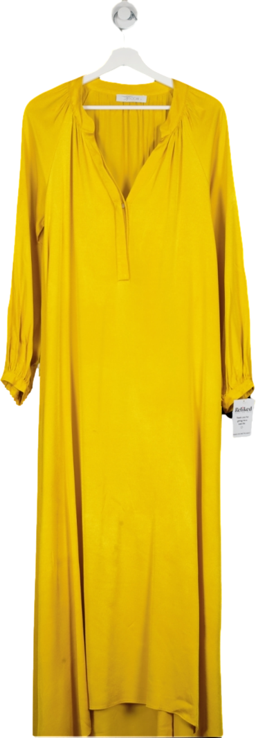Bocan Yellow Nora Long Rayon Button Dress One Size