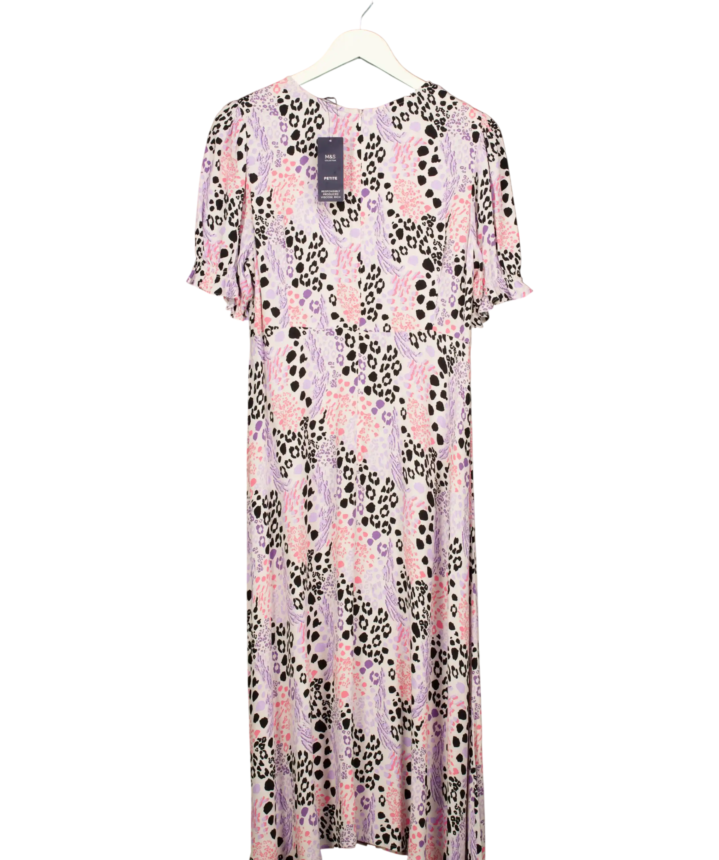 M&S Collection Animal Print Purple Mix Midi Dress - Petite UK 16