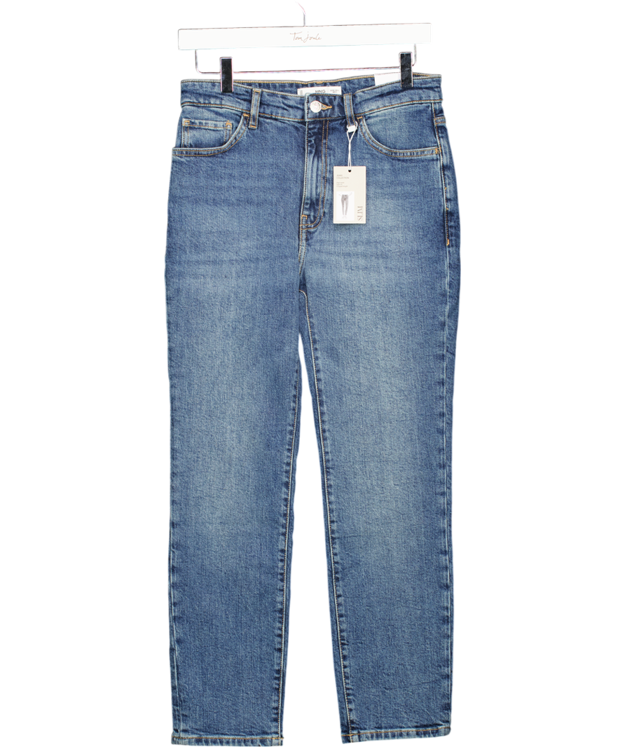MANGO Blue Mid-blue Slim High Waist Cropped Jeans UK 10