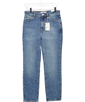 MANGO Blue Mid-blue Slim High Waist Cropped Jeans UK 10