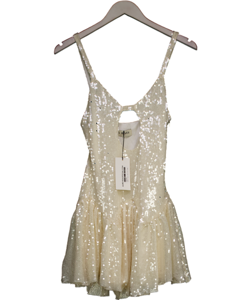 AL REVES Cream Gilda Sequin Short Dress UK S