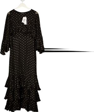 QUEEN OF ARCHIVES Ltd.edition Petula Black / Gold Chiffon Maxi Dress UK M
