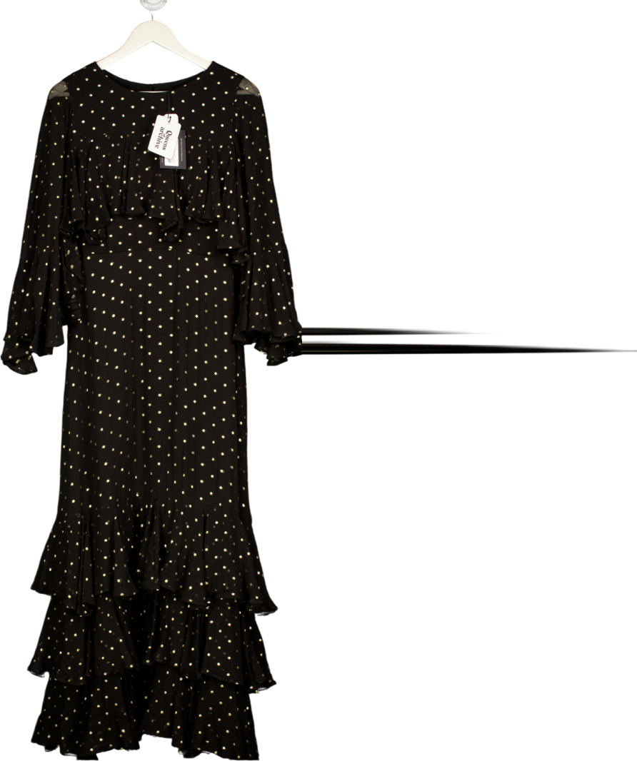 QUEEN OF ARCHIVES Ltd.edition Petula Black / Gold Chiffon Maxi Dress UK M