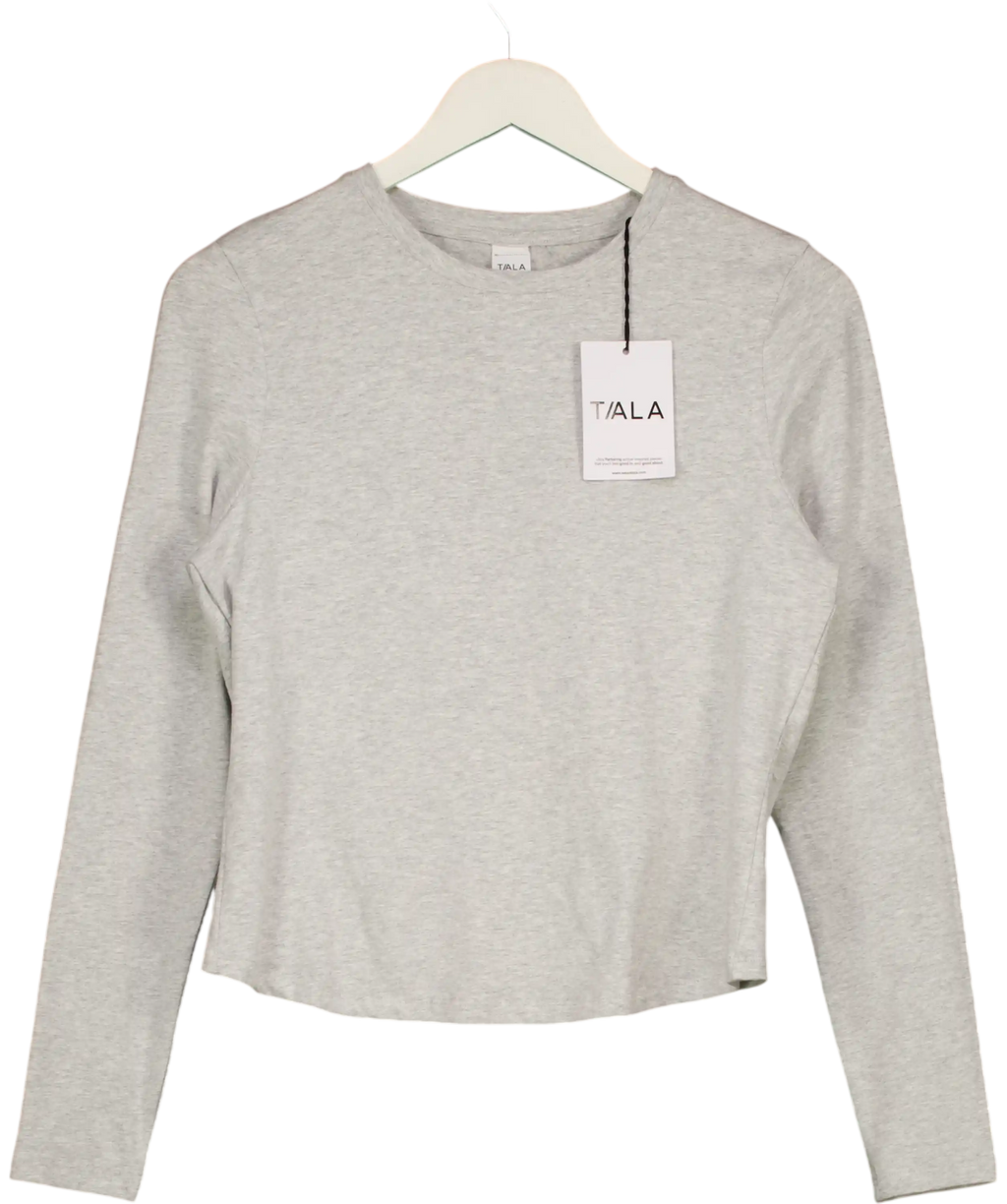TALA Grey Asymmetric Ruched Long Sleeve Top UK XL