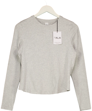 TALA Grey Asymmetric Ruched Long Sleeve Top UK XL