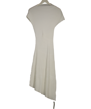 Commense White Textured Knit Midi Dress UK XS