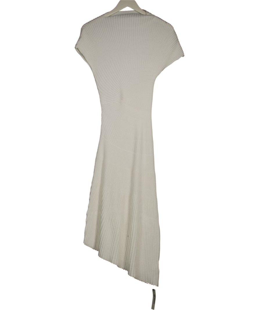 Commense White Textured Knit Midi Dress UK XS