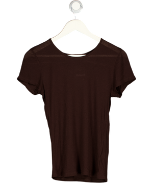 LESET Chocolate Brown Ribbed Cotton-jersey T-shirt UK S
