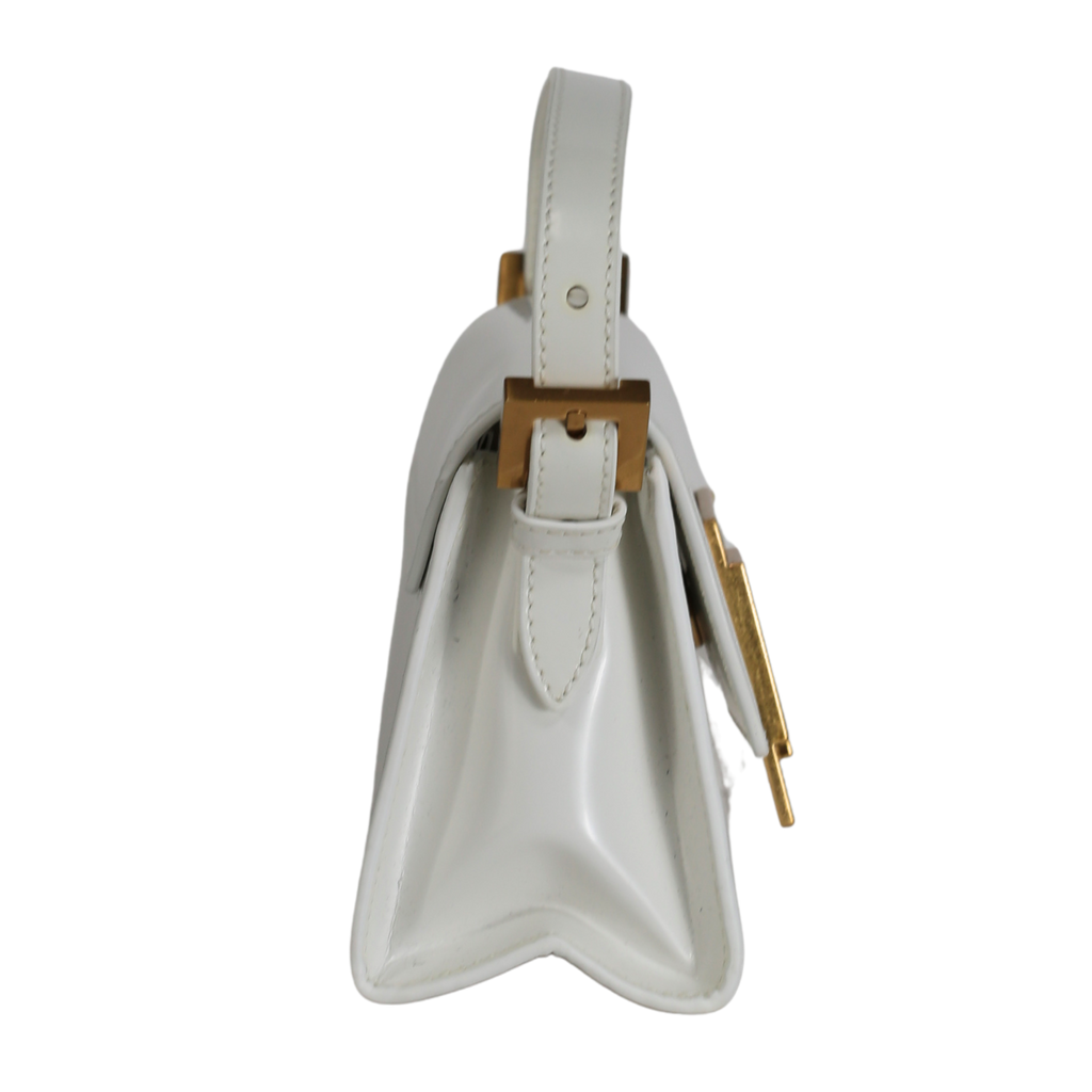 BY FAR Fran Smooth White  Mini Leather Handbag