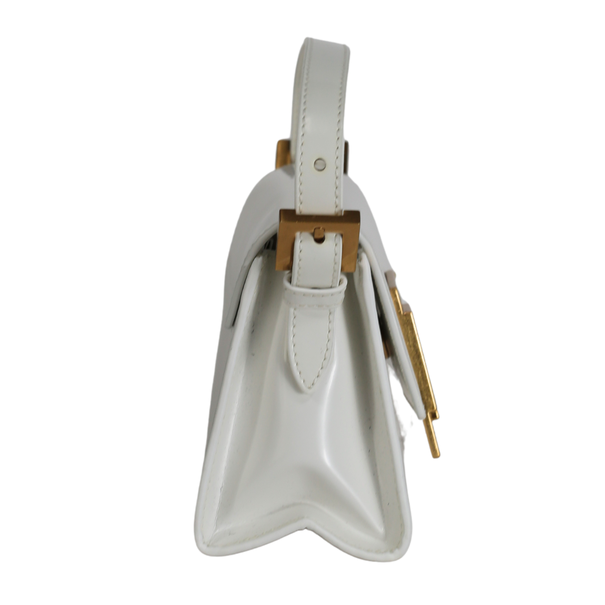 BY FAR Fran Smooth White  Mini Leather Handbag