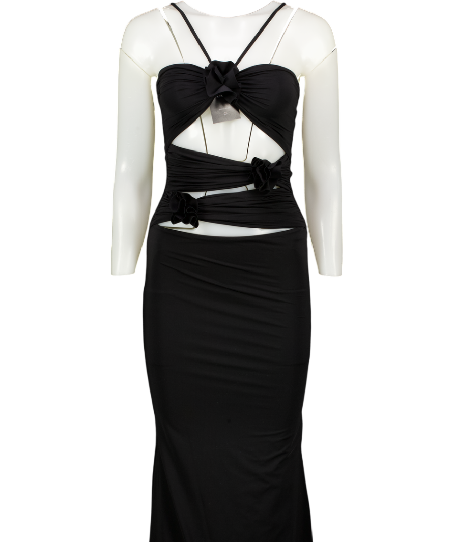 MAYGEL CORONEL Black Cut Out Stretch Jersey Maxi Dress One Size