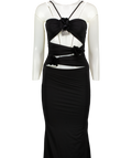 MAYGEL CORONEL Black Cut Out Stretch Jersey Maxi Dress One Size