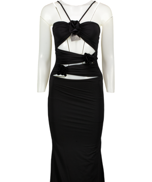 MAYGEL CORONEL Black Cut Out Stretch Jersey Maxi Dress One Size