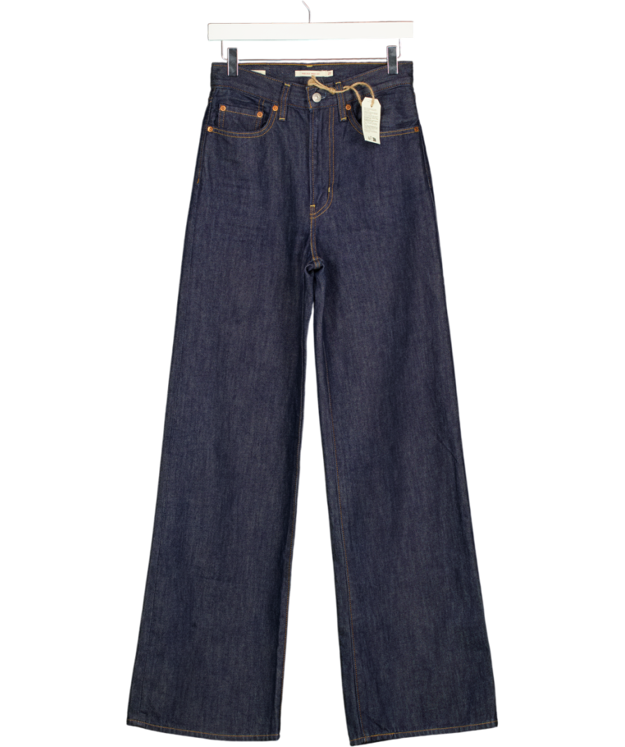 LEVI'S Dark Indigo Blue Ribcage High Waist Wide Leg Jeans L24 W27