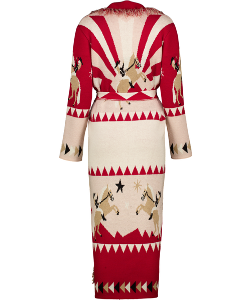 HAYLEY MENZIES Red Merino Wool Long Sunrise Rodeo Cardi-coat Red, Beige And Pink UK S