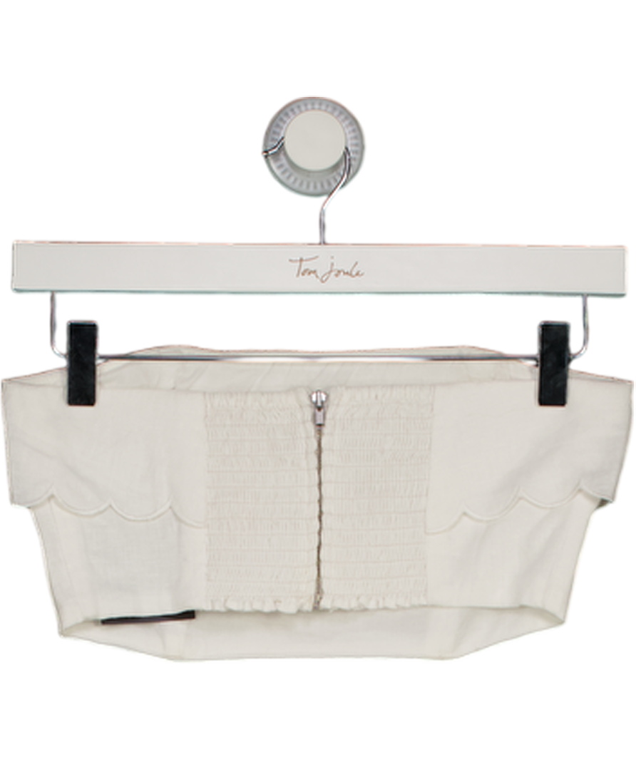 REFORMATION White Lizzi Linen Bandeau Top With Scallop Detail UK 4
