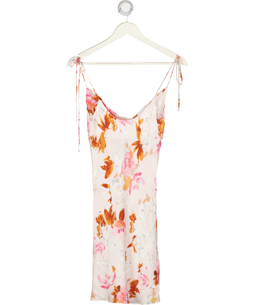 ZARA White Floral Satin Slip Dress UK XS