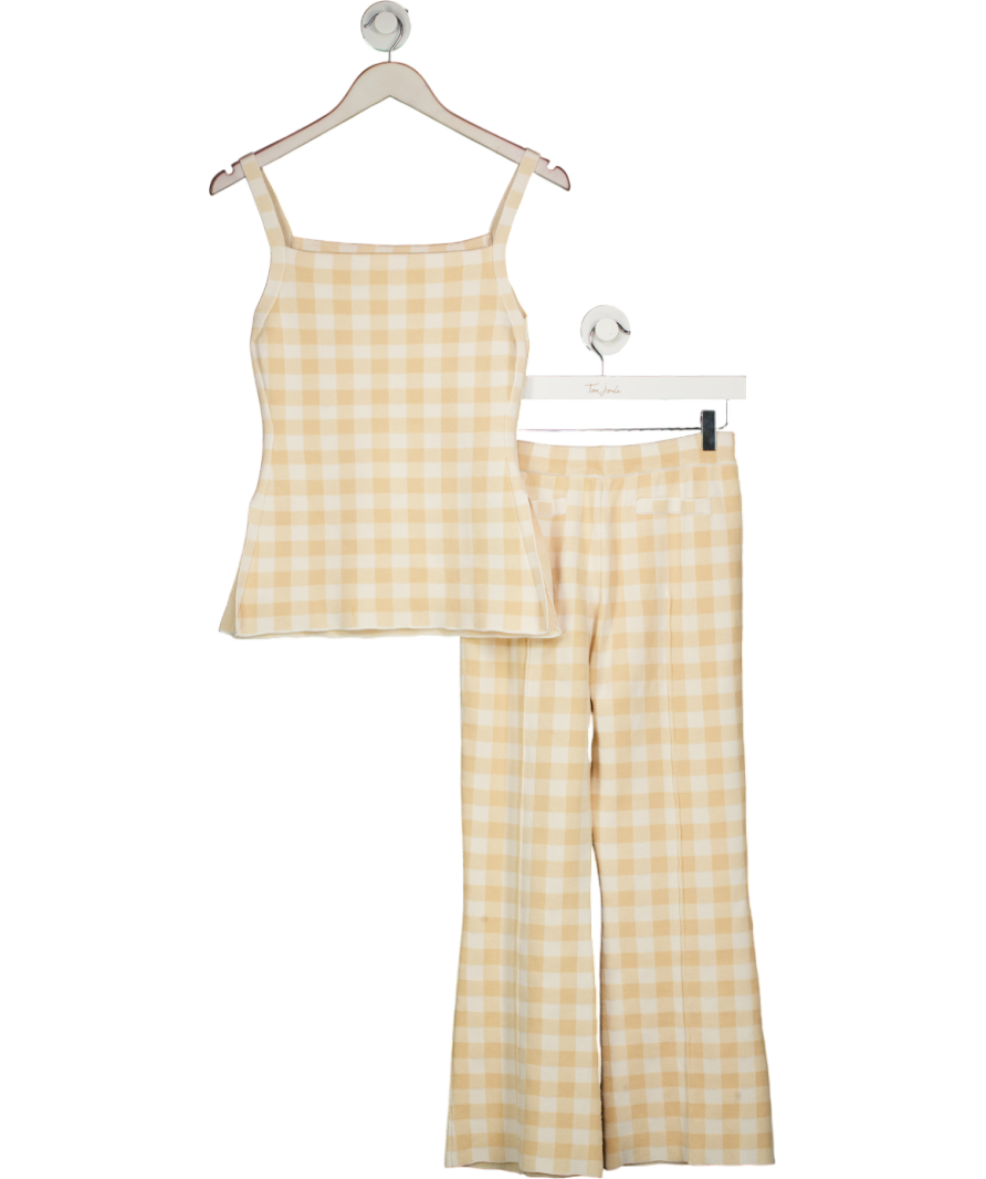commense Orange Gingham Print Pants Set UK XS