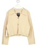 JIGSAW Cream Cashmer / Wool Blend Cable Knit Cardigan With Collar UK S