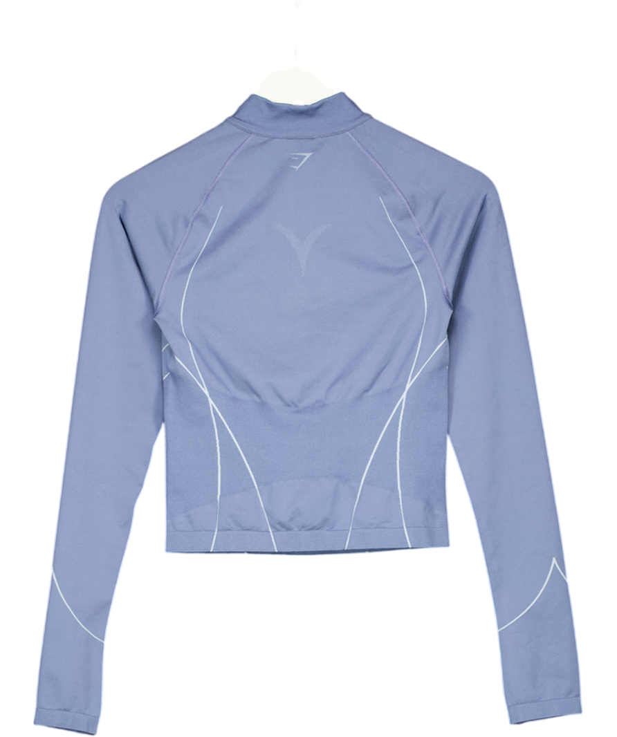 GYMSHARK Blue Long Sleeve Zip Top UK S